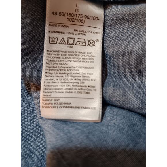 NEW GAP Boho Peasant Top Large Square Gathered Neck Milkmaid Cotton Light Denim - Picture 5 of 7